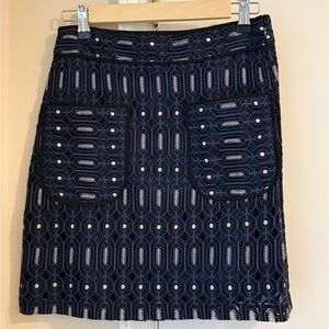 LOFT Navy Geometric Mini Skirt